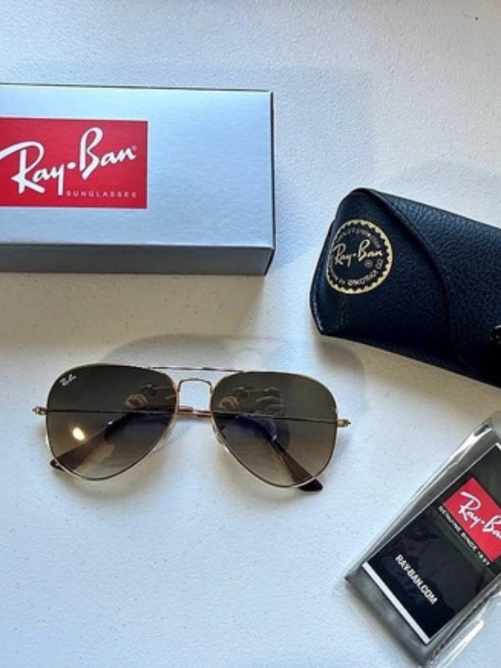 Ray-Ban Aviator Sunglasses in Gold & Brown New